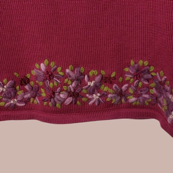 Ann Taylor Vtg Womens Embroidery Floral Knit Sweater Strawberry Shortcake Large - Picture 5 of 9